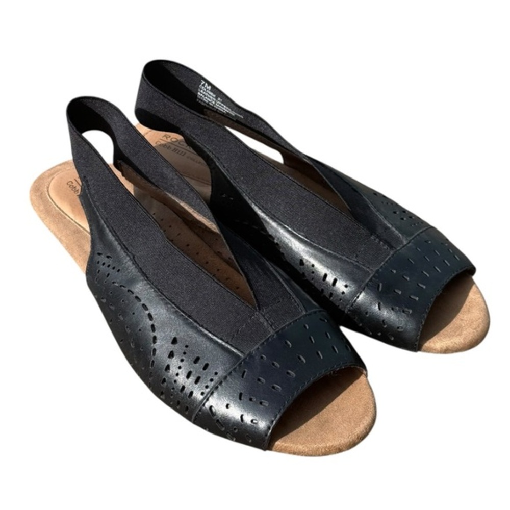 Rockport Cobb Hill Black Judson Peep Sling Pumps - Size 7